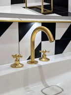 Widespread Brass Bathroom Faucet — Dual Cross Handles, 3-Hole #BL018
