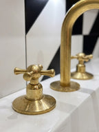 Widespread Brass Bathroom Faucet — Dual Cross Handles, 3-Hole #BL018