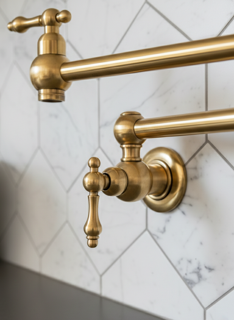 Unlacquered Brass Pot Filler With Lever Handle #BL008