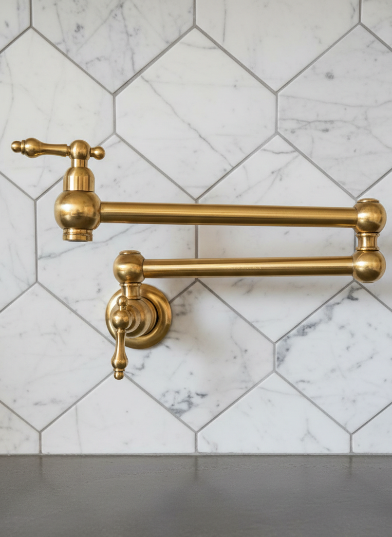 Unlacquered Brass Pot Filler With Lever Handle #BL008