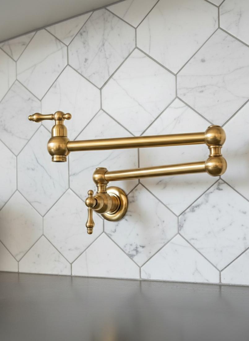 Unlacquered Brass Pot Filler With Lever Handle #BL008