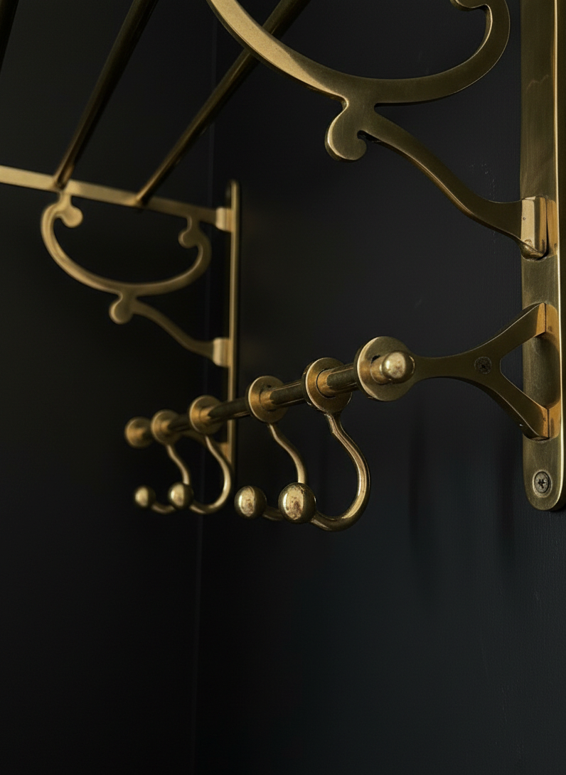 Unlacquered Brass Towel Rack & Shelf | Vintage Farmhouse Organizer #BL013