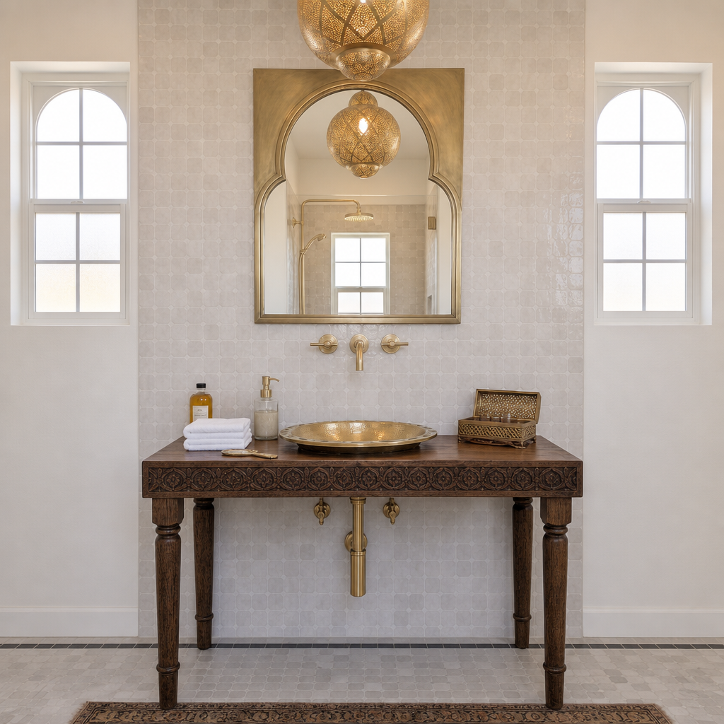 Unlacquered Brass Wall Mounted Bathroom Faucet — Lever Handles #BL014