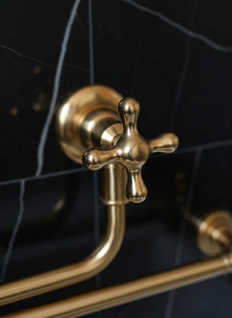brass handle on pot filler